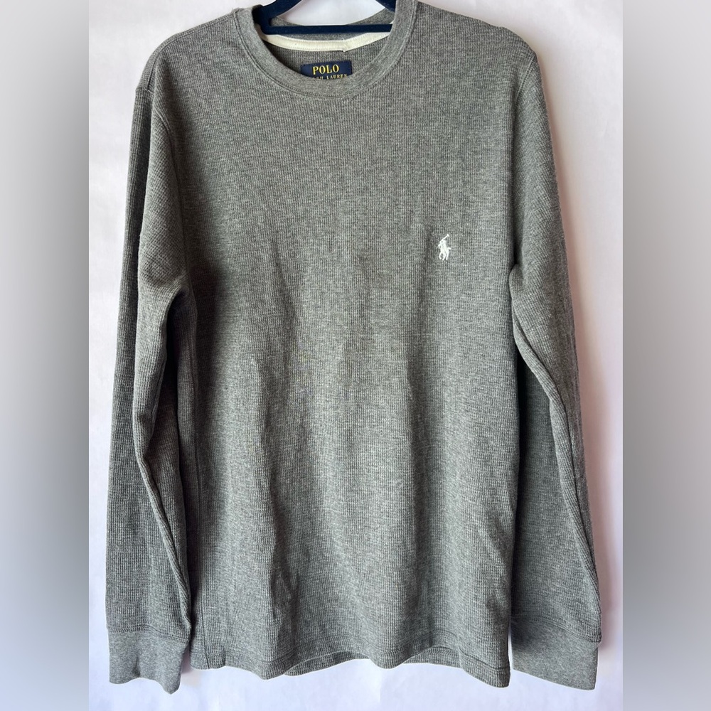 Polo‎ Ralph Lauren Waffle Knit Thermal Shirt Long Sleeve Gray Men's size S